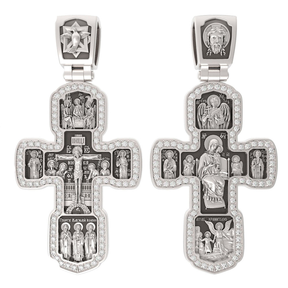 Крест из белого золота c бриллиантами