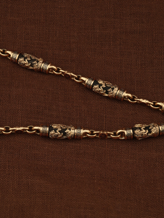 Цепь из золота c эмаль и эбеновым деревом