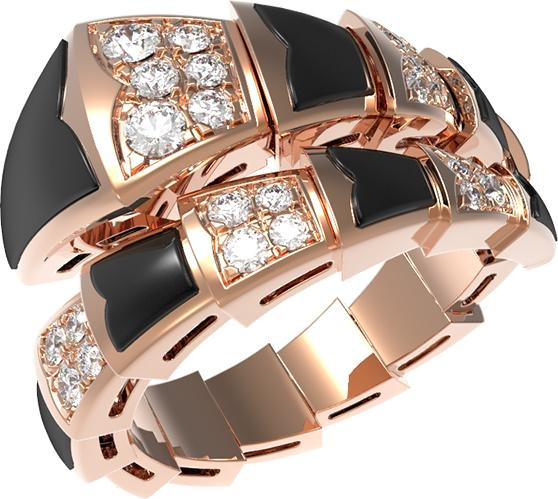 Кольцо из золота c бриллиантами и ониксом