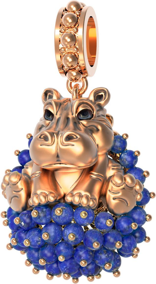 Подвеска из золота c эмаль и лазуритом