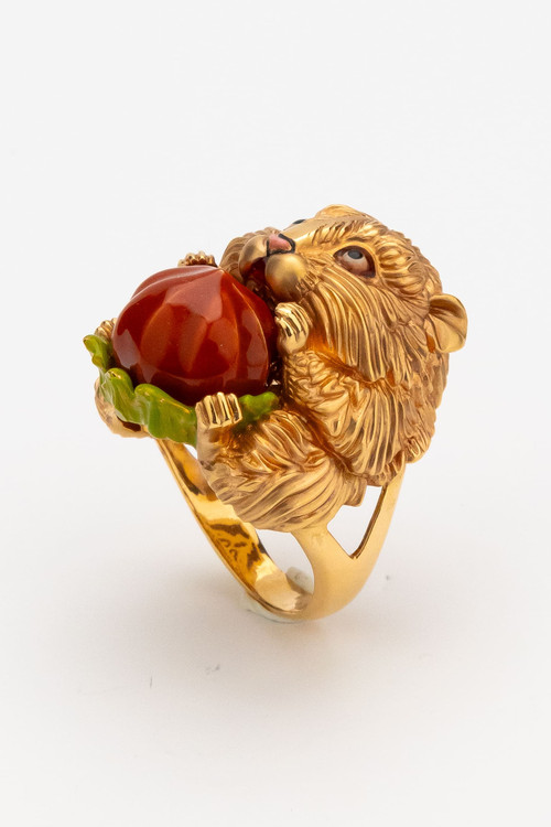 Кольцо из золота c эмаль