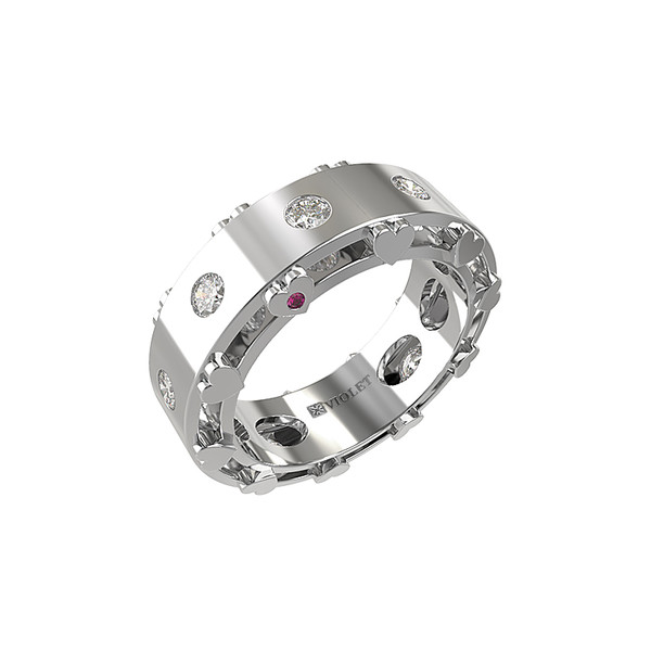 Кольцо из белого золота c бриллиантами и рубином