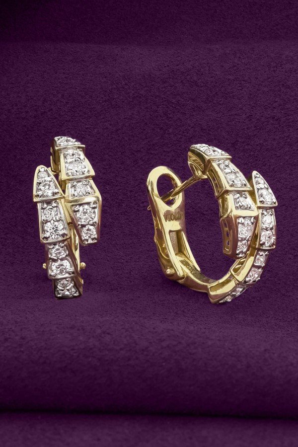Серьги из лимонного золота 585 пробы c бриллиантами