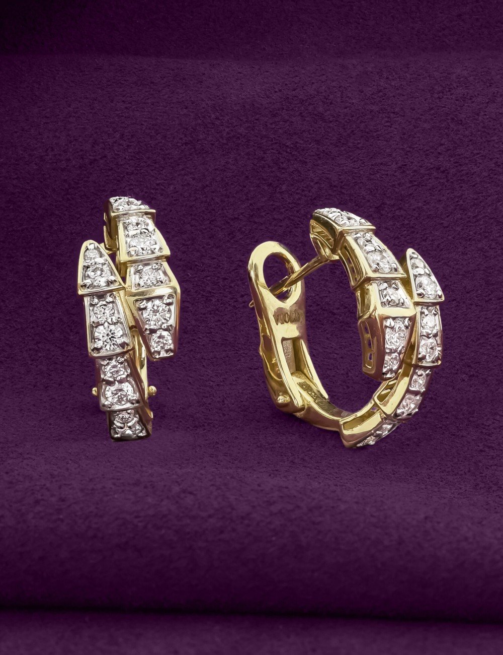 Серьги из лимонного золота 585 пробы c бриллиантами