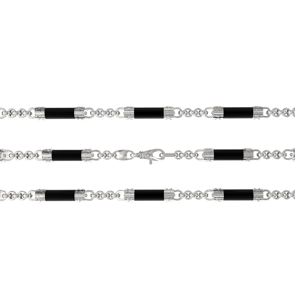 Цепь из белого золота c ониксом