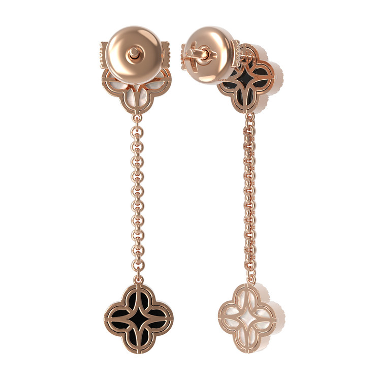 Серьги из золота c бриллиантами, ониксом и перламутром