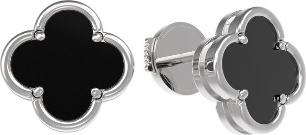 Серьги из белого золота 585 пробы c ониксом