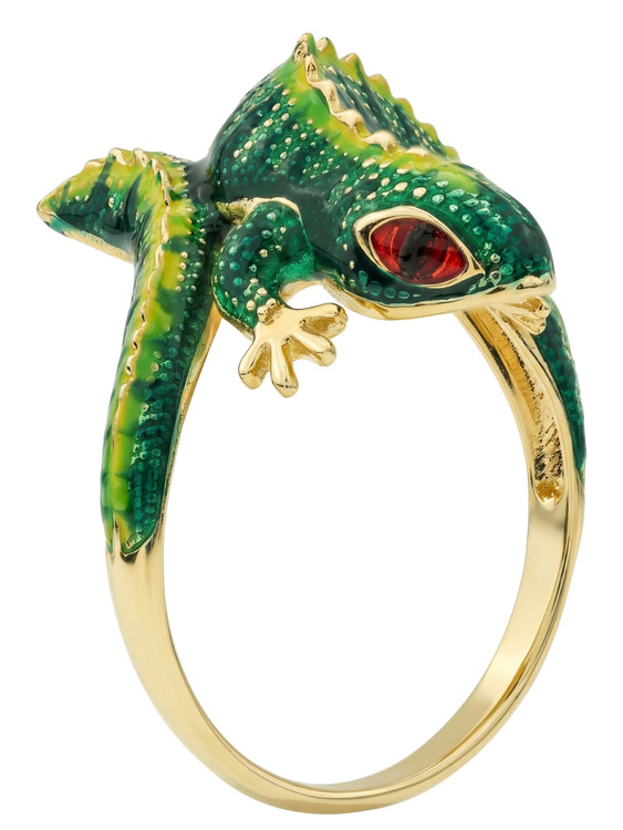 Кольцо из лимонного золота c эмаль