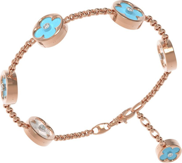 Браслет из золота c бриллиантами, бирюзой и перламутром