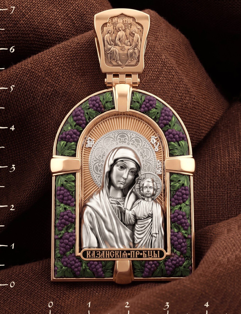 Образок из золота 585 пробы c эмалью