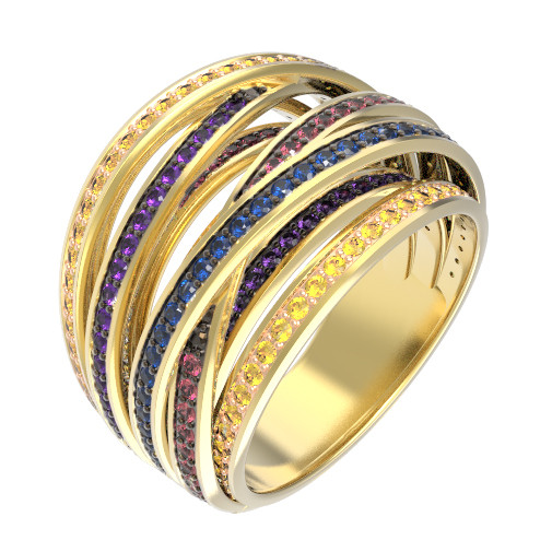 Кольцо из лимонного золота c фианитом