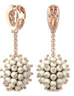 Серьги из золота 585 пробы c эмалью и жемчугом