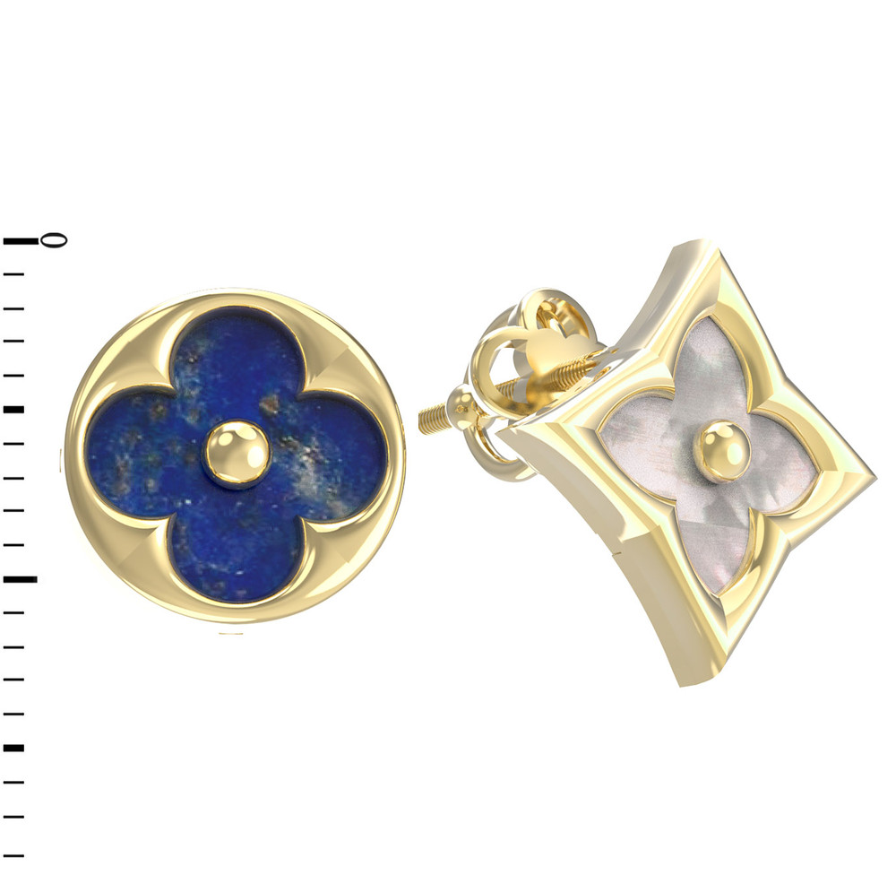 Серьги из лимонного золота c лазуритом и перламутром