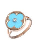 Кольцо из золота 585 пробы c бриллиантами и бирюзой