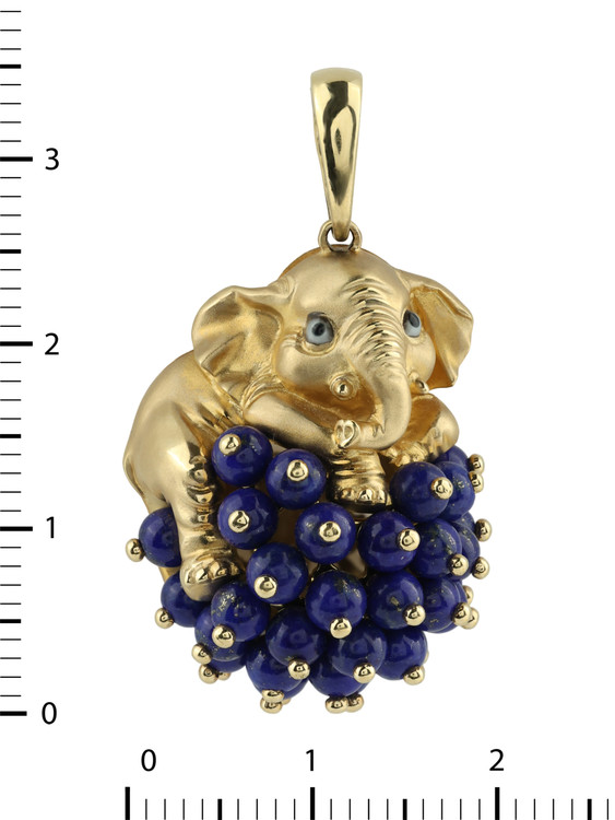 Подвеска из лимонного золота c эмаль и лазуритом