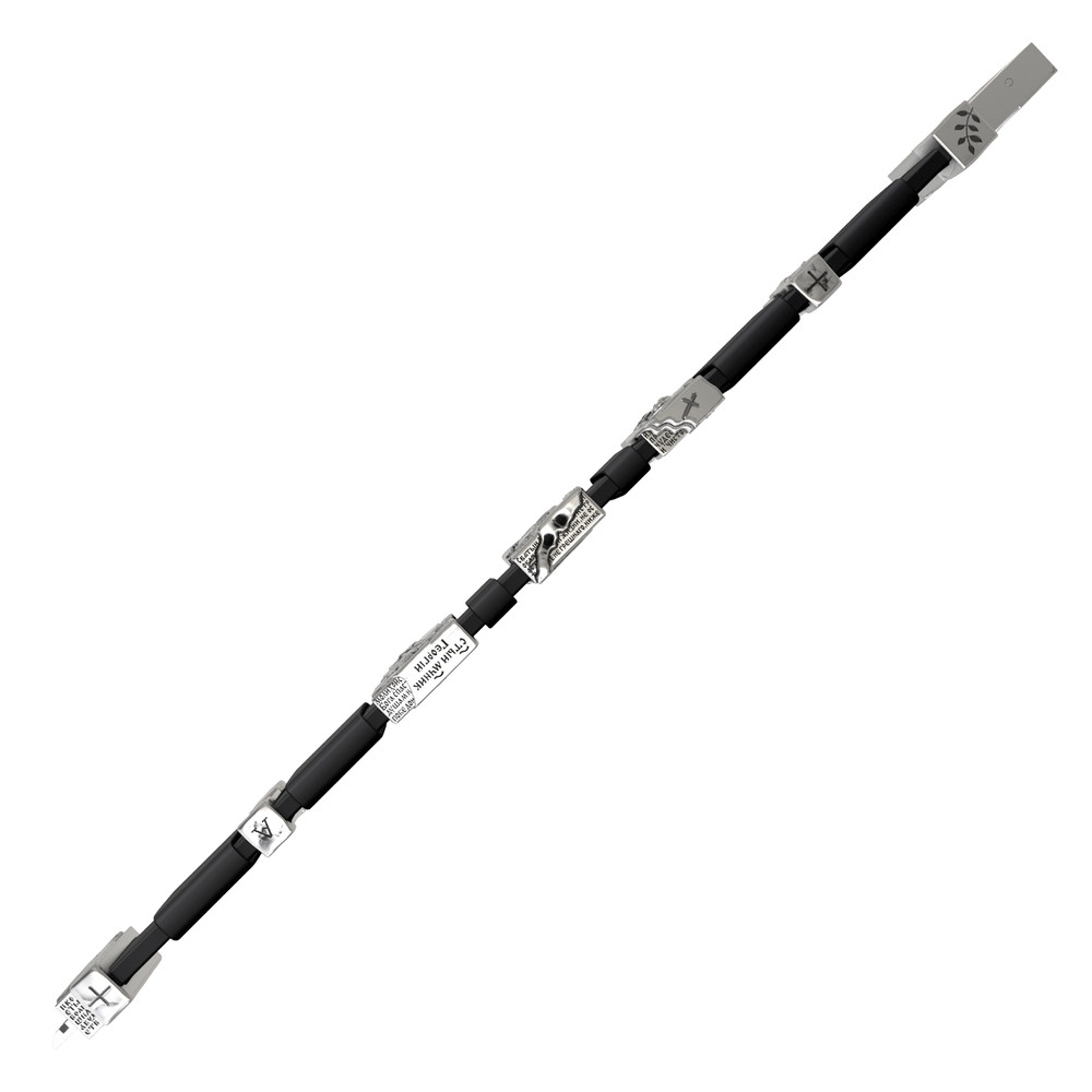 Браслет из белого золота c кожаным шнурком