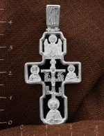 Крест из белого золота 585 пробы c ониксом