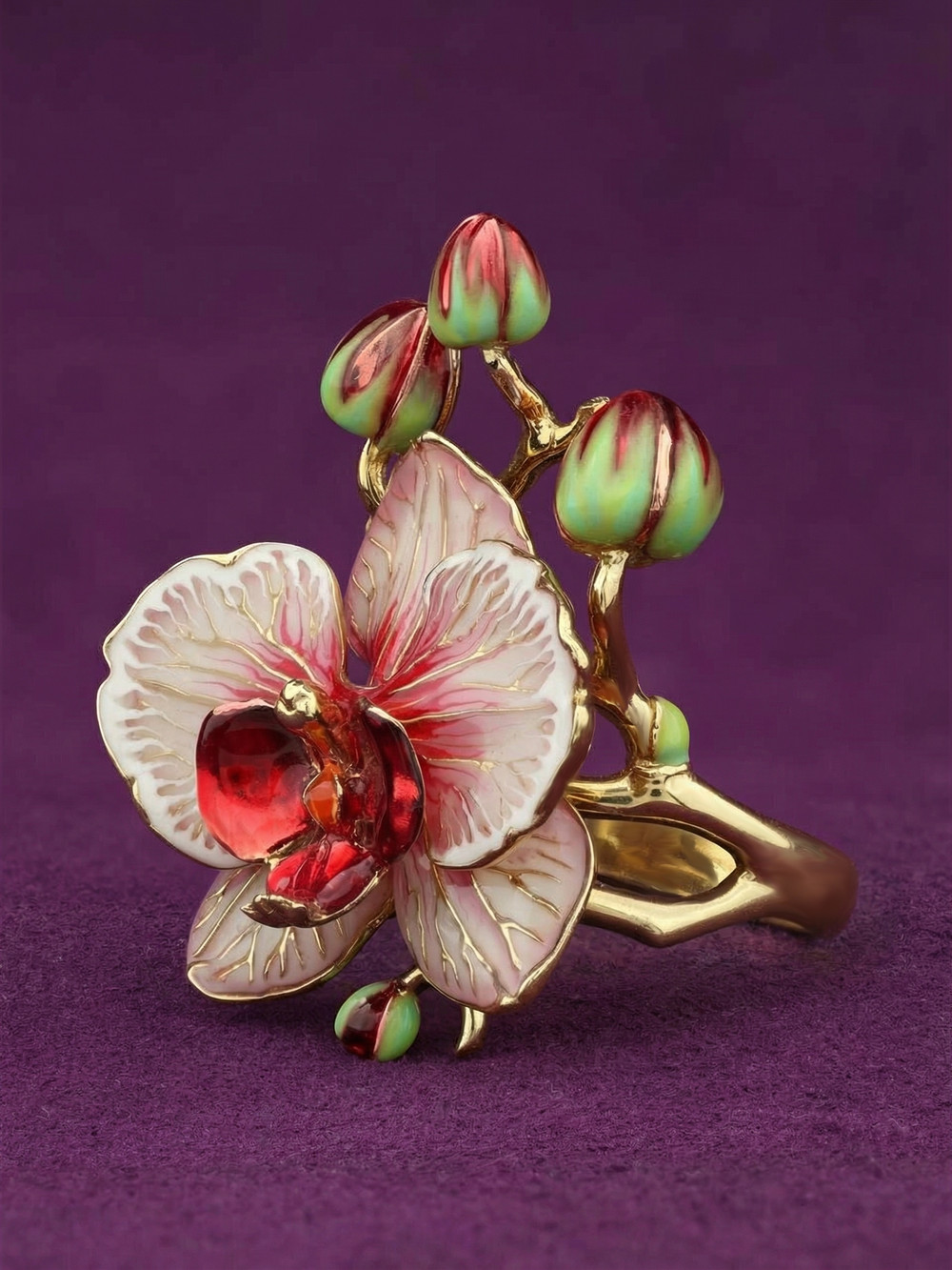 Кольцо из лимонного золота c эмаль