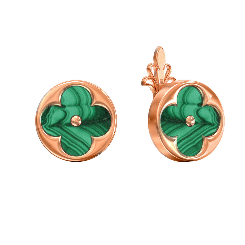 Серьги из золота c малахитом