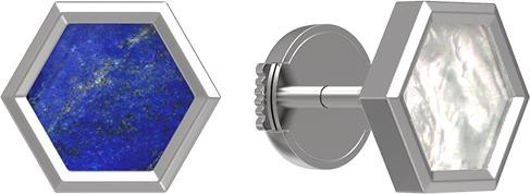 Серьги из белого золота c лазуритом и перламутром