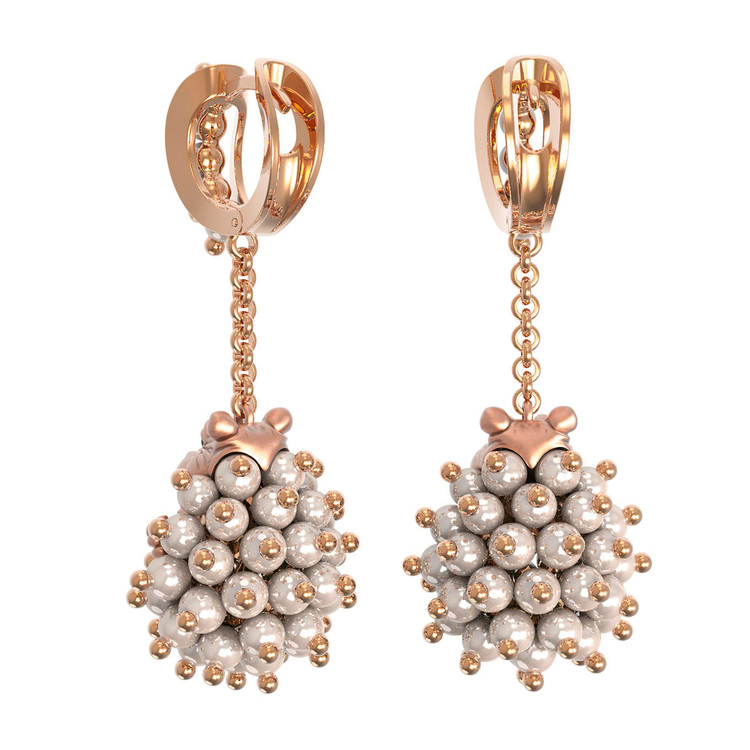 Серьги из золота c эмаль и жемчугом