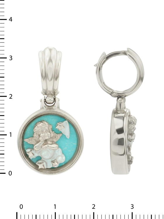 Серьги из белого золота c бирюзой и перламутром