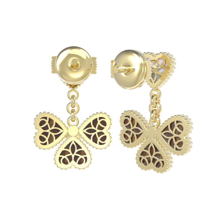 Серьги из лимонного золота c тигровым глазом и перламутром