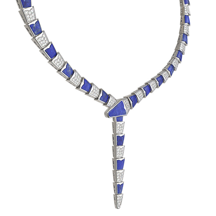 Колье из белого золота c бриллиантами и лазуритом