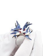 Кольцо из белого золота 585 пробы c эмалью