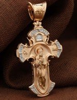 Крест из золота 585 пробы c бриллиантами