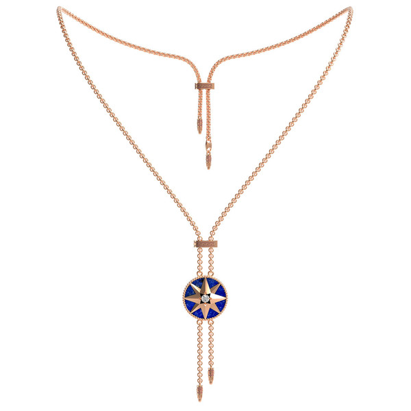 Колье из золота c фианитом, лазуритом и перламутром