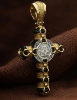 Крест из лимонного золота 585 пробы c ониксом