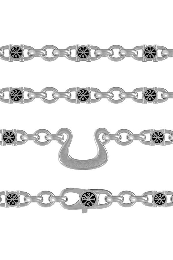 Цепь из белого золота c эмаль