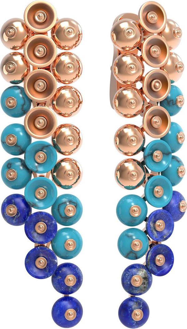 Серьги из золота c бирюзой и лазуритом