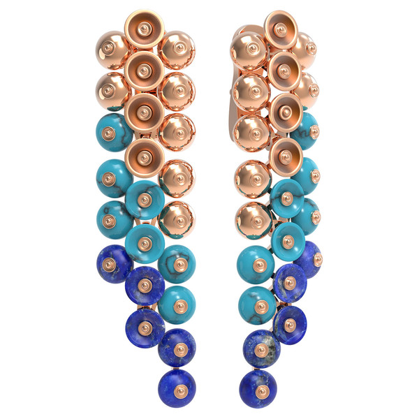 Серьги из золота c бирюзой и лазуритом