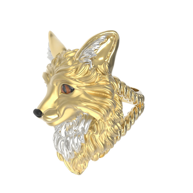 Кольцо из лимонного золота c эмаль