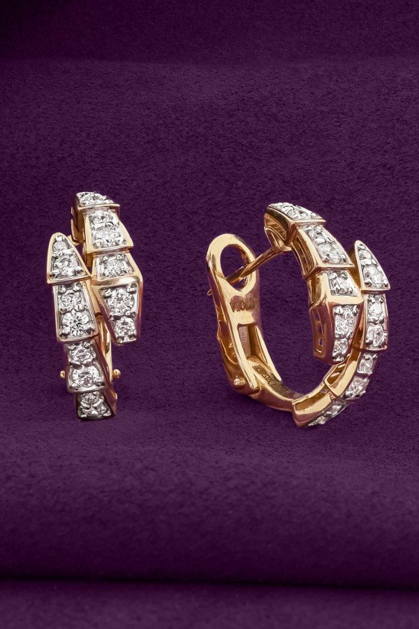 Серьги из золота 585 пробы c бриллиантами
