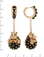 Серьги из золота 585 пробы c эмалью и ониксом