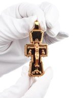 Крест из золота 585 пробы c эбеновым деревом