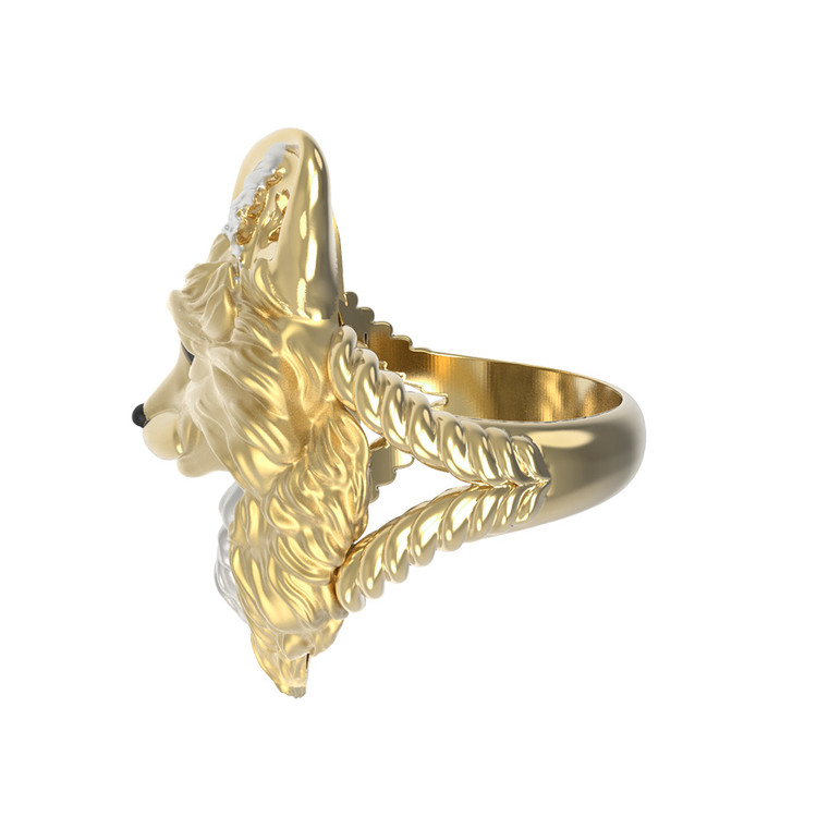 Кольцо из лимонного золота c эмаль