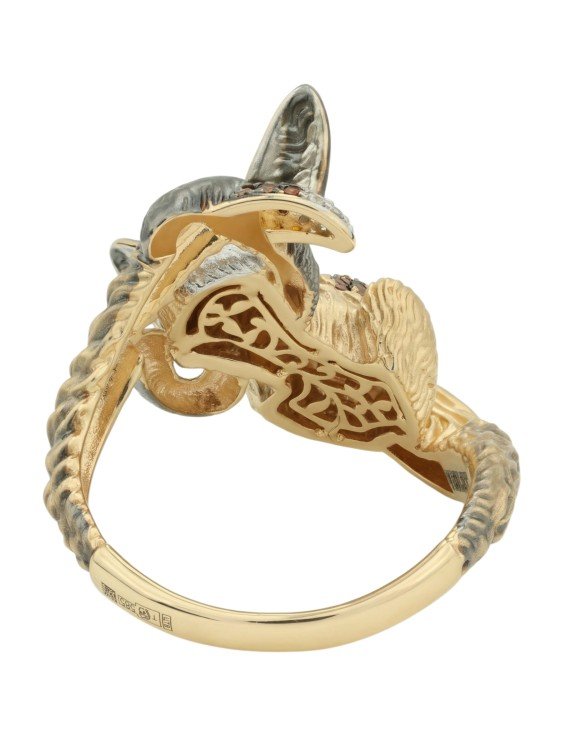 Кольцо из лимонного золота c эмаль и фианитом