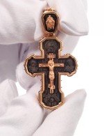Крест из золота 585 пробы c эбеновым деревом