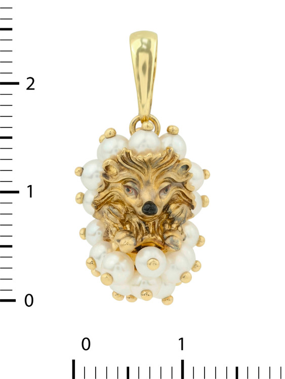 Подвеска из лимонного золота c эмаль и жемчугом