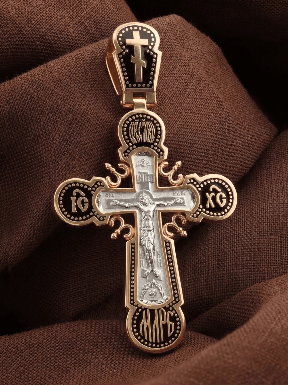 Крест из золота c эмаль