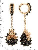 Серьги из золота 585 пробы c эмалью и ониксом