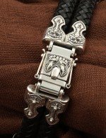 Браслет из серебра 925 пробы c кожаным шнурком