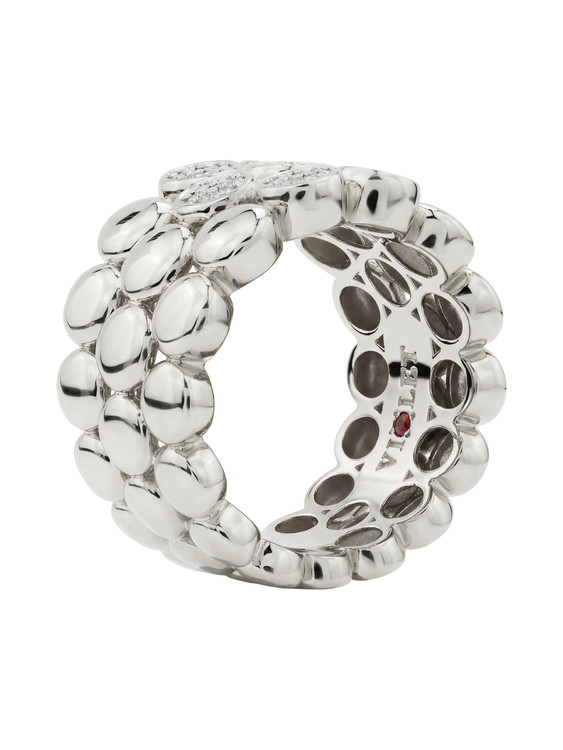 Кольцо из белого золота c бриллиантами и рубином