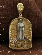 Образок из лимонного золота 585 пробы c эмалью