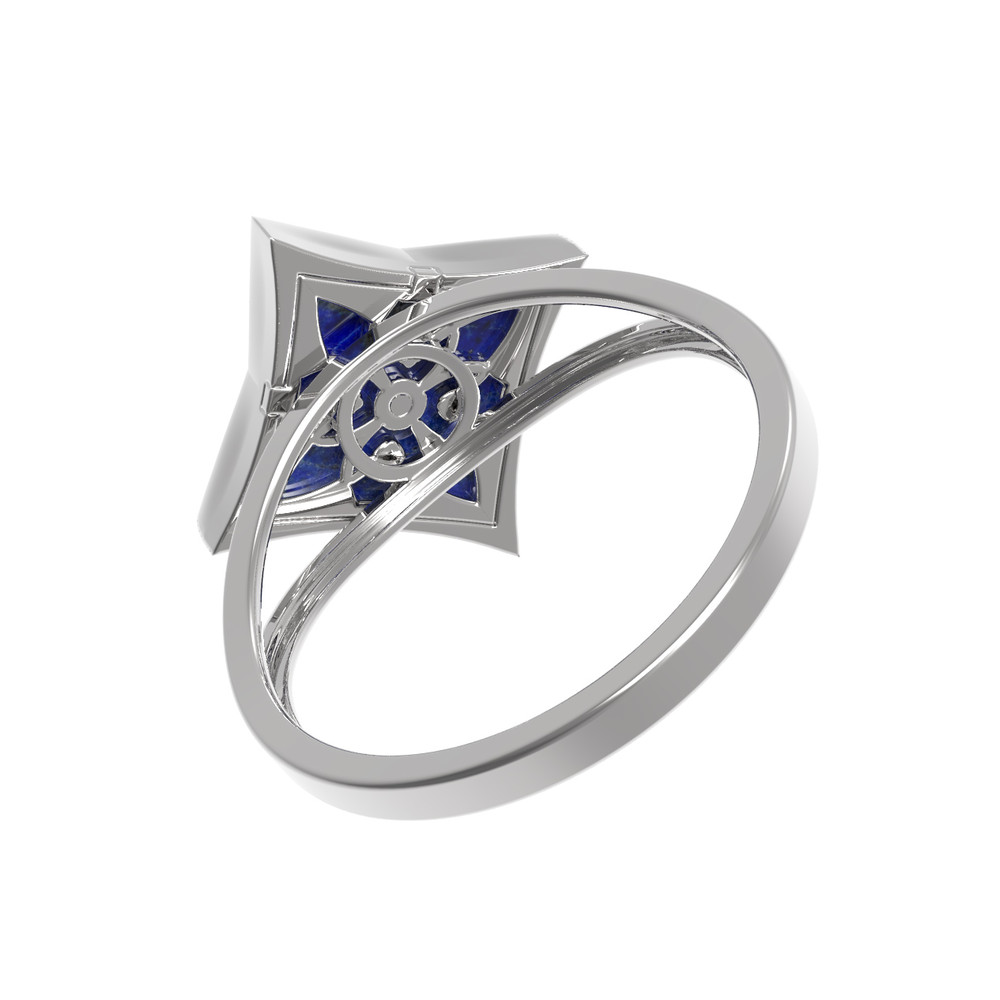 Кольцо из белого золота c бриллиантами и лазуритом