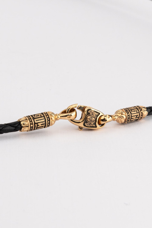 Шнурок кожаный из золота c кожаным шнурком